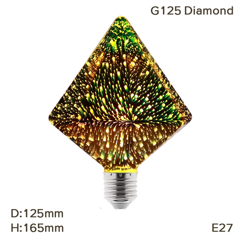 3D G125 Diamond Bulb E27 светодиодный светильник 3D украшения лампы 110-240V праздничный светильник s A60 ST64 G80 G95 G125 светодиодный светильник шарик Новинка лампа Рождественские украшения - Испускаемый цвет: 3D G125 Diamond Bulb