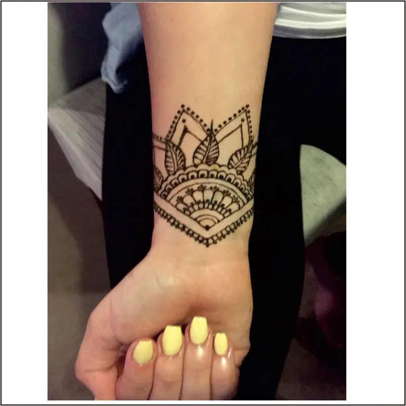 #BH-15 BeautifuL Half Lotus Black Henna Temporary Tattoo with Arrow Pattern Inspired Body Sticker | Красота и здоровье