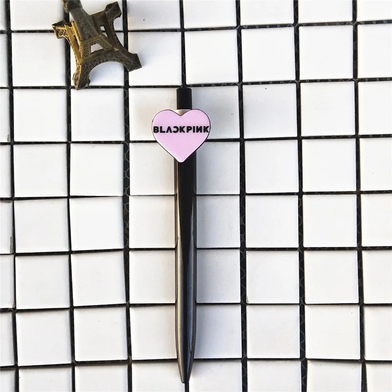 Ball pen KPOP черно-розовые записные книжки из искусственной кожи LISA ROSE JENNIE JISOO мягкая копировальная розовая шариковая ручка с сердечками блокноты офисные школьные принадлежности Инструменты - Цвет: Ball pen