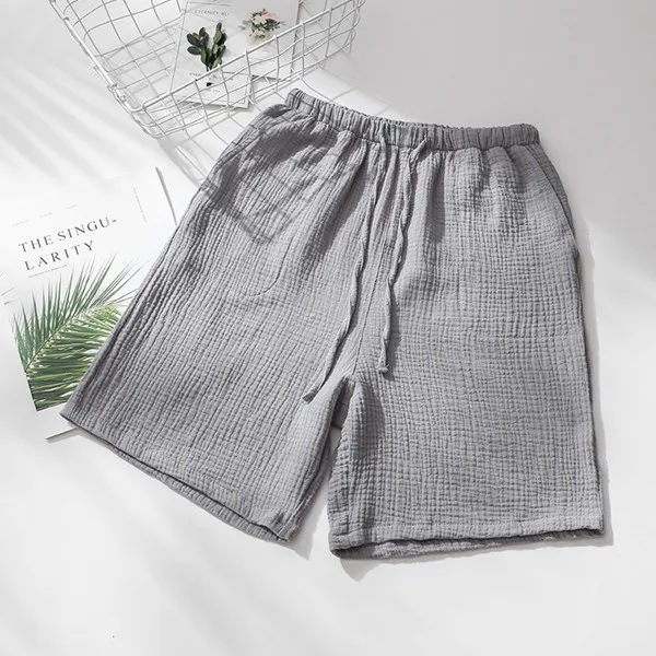 light gray Новые пижамные шорты мужские Пижамные брюки летние хлопковые пижамы брюки шорты для отдыха спальные Брюки Мужская пижама штаны Fdfklak - Цвет: light gray