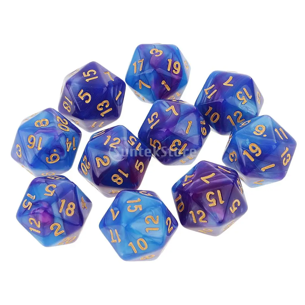 MagiDeal 10 шт. 20 сторонних игральных костей D20 многогранные игральные кости для подземелий и драконов настольные игры акриловые DND RPG MTG игральные кости