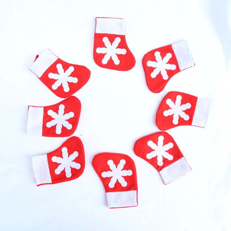 4pcs Mini Noel Snowflake Socks Storage Tool Knife Fork Tableware Bags Christmas Tree Decorations for Home Natal New Year Gifts | Дом и сад