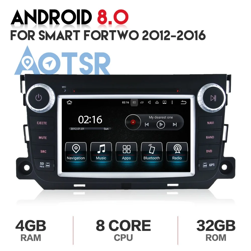 Автомобильный DVD-плеер Pure Android 2012 4 + 32 ГБ для Smart Fortwo 2016-аудио GPS 2 din радио