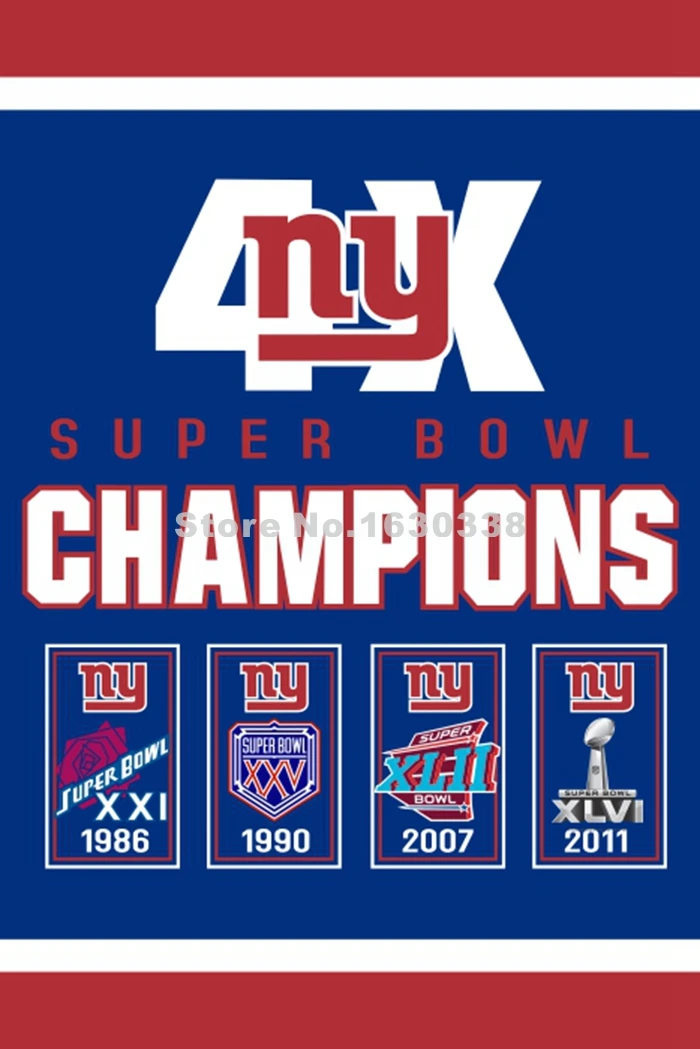New York Giants Super Bowl Champions 4X флаг 3ft X 5ft полиэстер 1 команда баннер Летающий Размер № 4