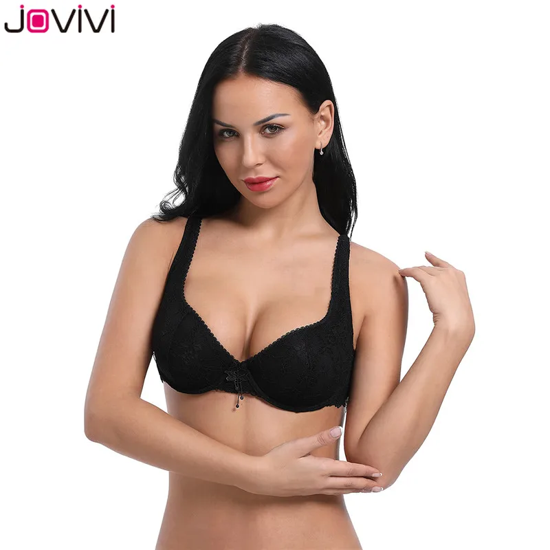 Jovivi, 1 шт., 3/4 чашечки, женский бюстгальтер на косточках, удобный кружевной бюстгальтер, повседневный цветочный бюстгальтер, стильные очаровательные черные бюстгальтеры на каждый день, 32B-42DDD