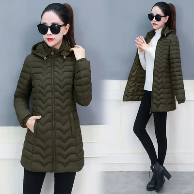armygreen 6XL, зимняя куртка, женские парки, большой размер, уплотненный, теплый, с капюшоном, длинный, тонкий, хлопок, пуховик, женские куртки, Parker, пальто, XA15 - Цвет: armygreen