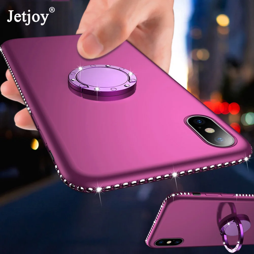 Роскошный Магнитный Блестящий Мягкий чехол Jetjoy из ТПУ с кольцом подставкой со