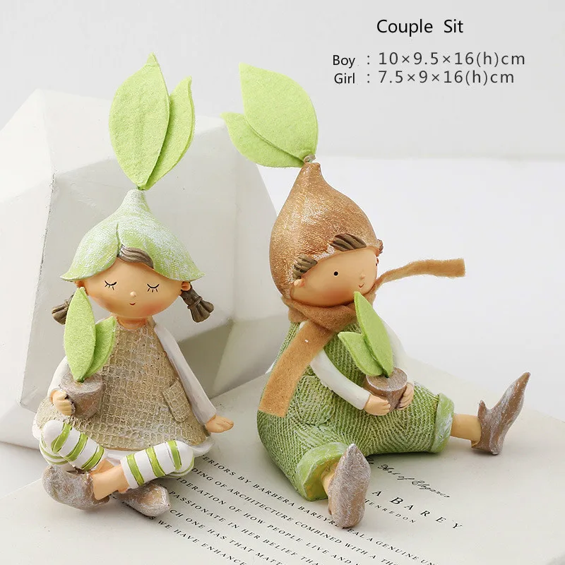 Sit Couple 2 шт./компл. пара Рисунок украшения дома смолы миниатюры фигурка Ангела - Цвет: Sit Couple