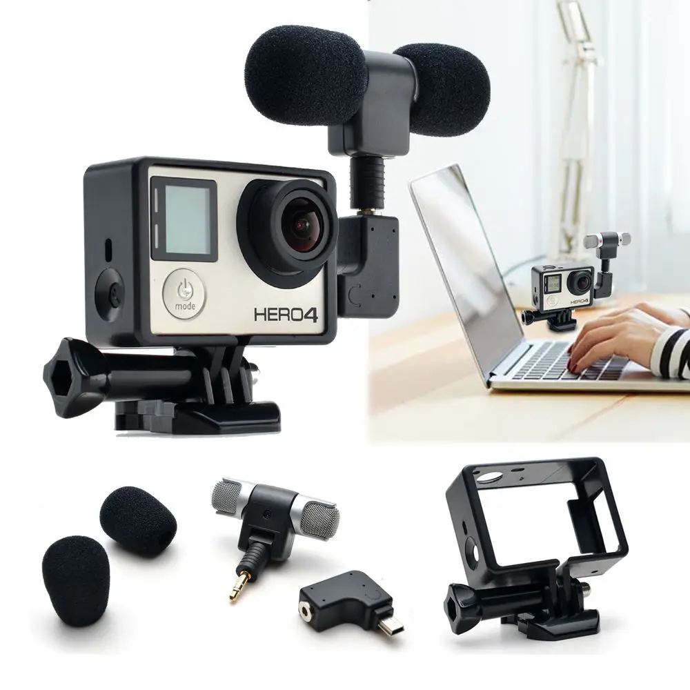 Аксессуары для Go pro Hero4 мини микрофон стерео громкоговоритель с шумоподавлением +
