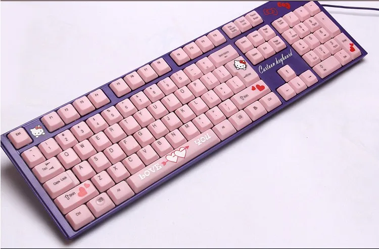 Водонепроницаемая Бесшумная розовая клавиатура hello kitty для ноутбука, компьютерная клавиатура, мультяшная милая розовая USB Проводная клавиатура KT cat, Игровая клавиатура для девочек