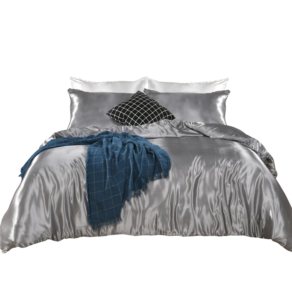 

Luxury Satin Silk Bedding Set Solid Color American Style Twin Queen King Size Bed Cloths Satin Fabric Duvet Cover Pillowcase Set