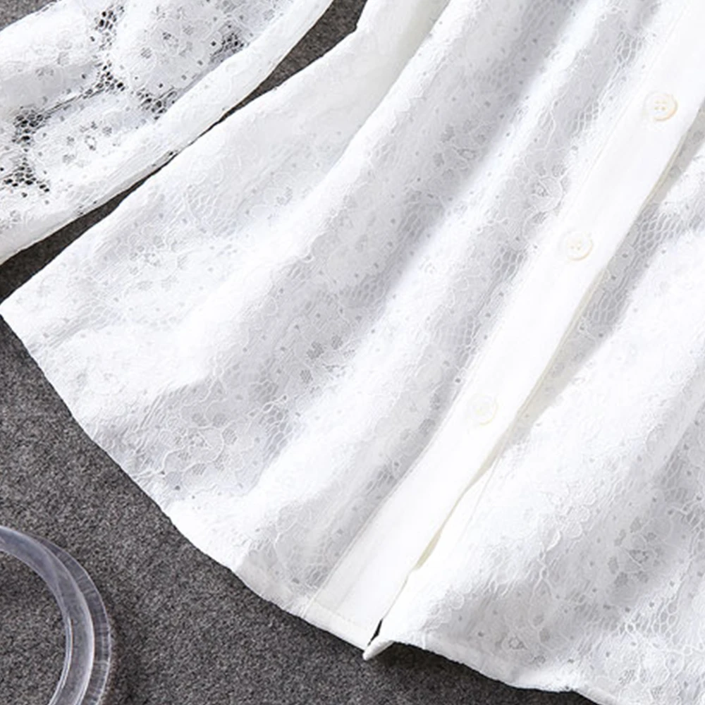 Женский офисный костюм FTGSDLONG комплект из 2 предметов: кружевной топ и штаны с