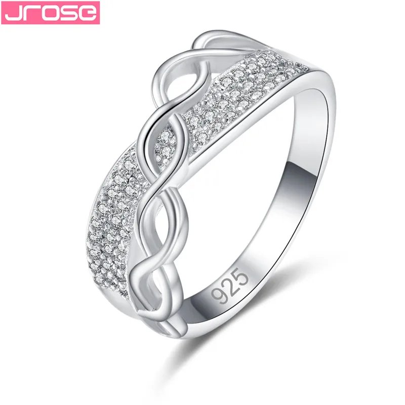 

JROSE 2019 Best Design Crystal Zircon Surface Rings For Women Wedding Sterling Silver 925 Jewelry Engagement Size 6 7 8 9 Ring