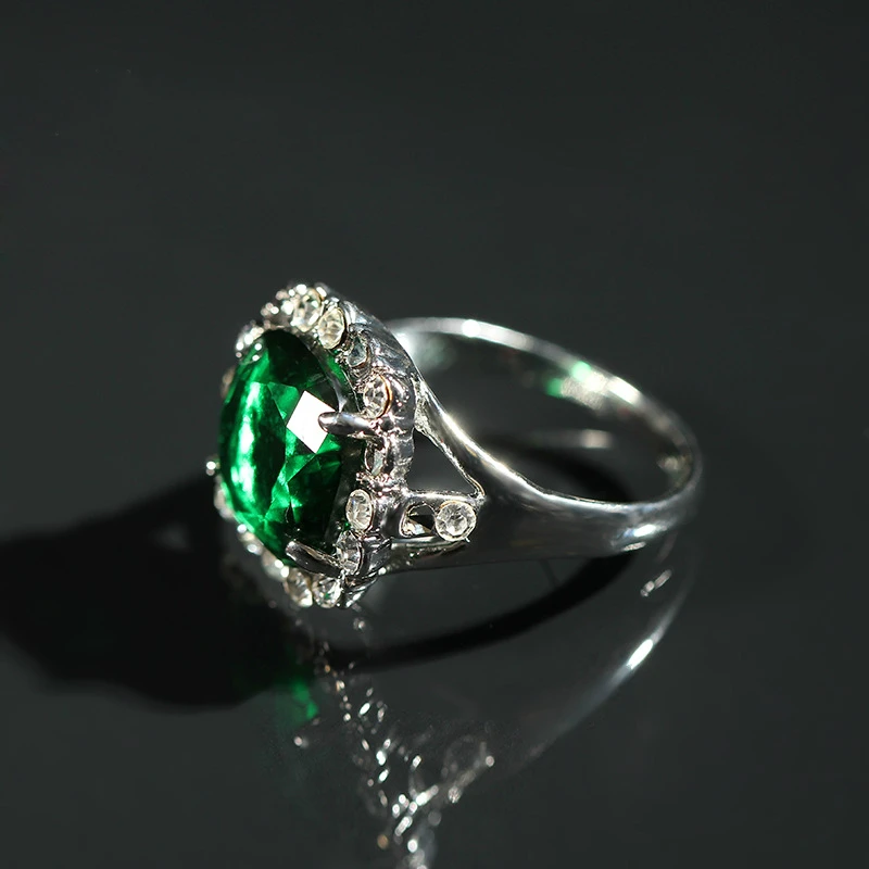 Унисекс модное яркое зеленое кольцо со стразами Margi Bijoux серебряное ретро Cristal