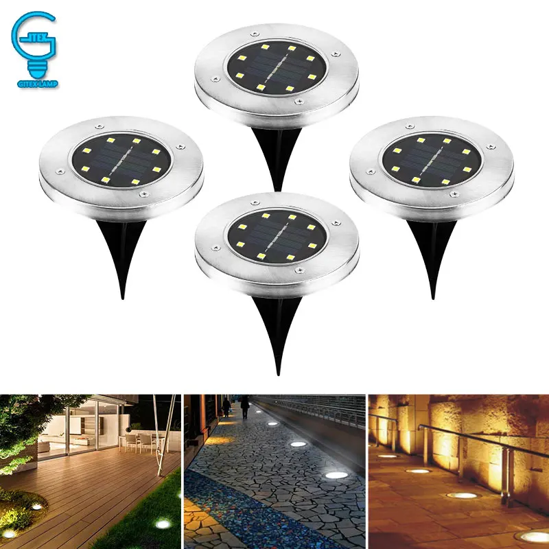 8 LED Solar Powered Ground Light Water-resistant Buried Garden Landscape Lighting Pathway Lawn Outdoor | Лампы и освещение