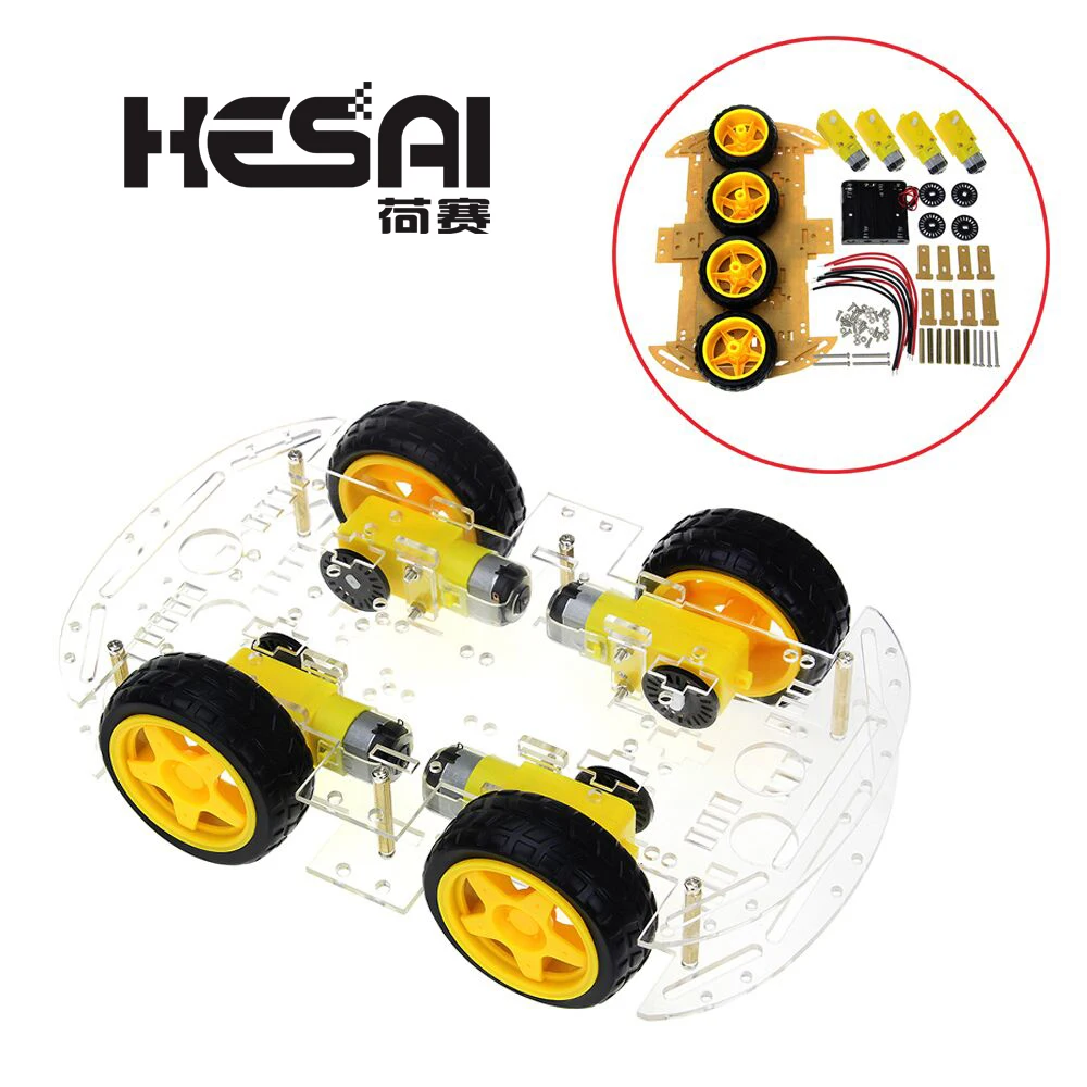 Smart car kit 4WD умный робот шасси автомобиля Наборы с Скорость кодер и Батарея коробка для Arduino DIY Kit