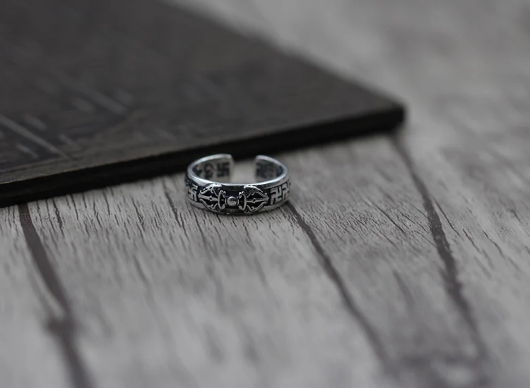 S925 sterling silver open ring Buddhist classic style Cross Diamond personalized A gift to friends and family | Украшения и