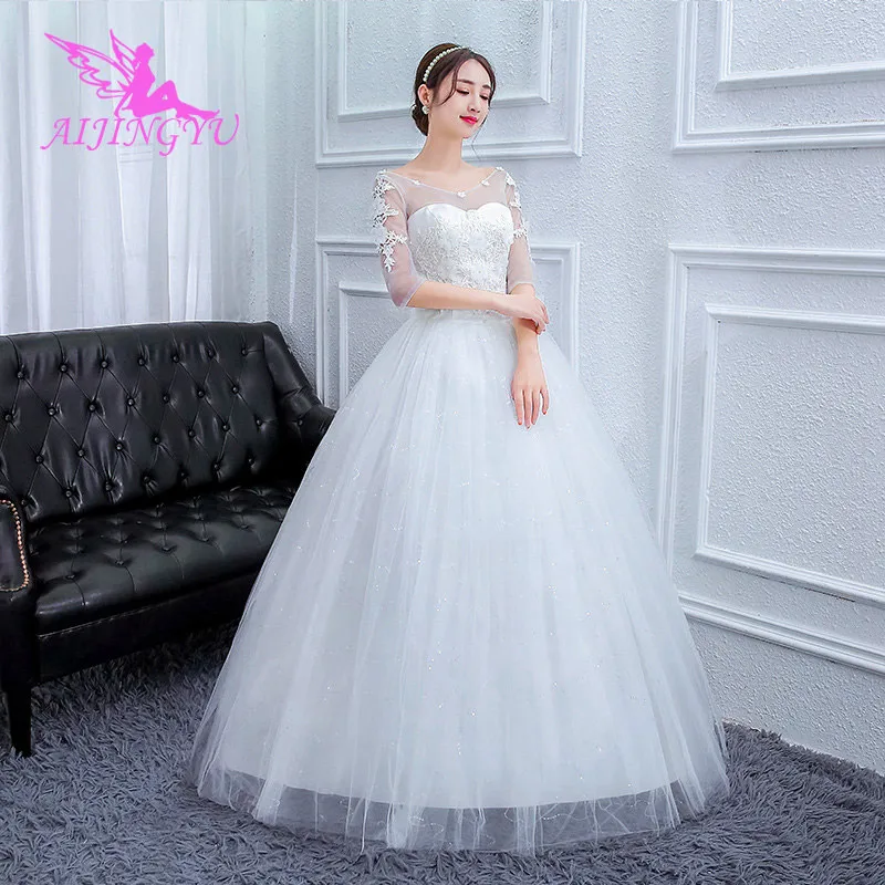 

AIJINGYU 2021 2020 bridal Customized new hot selling cheap ball gown lace up back formal bride dresses wedding dress FU285