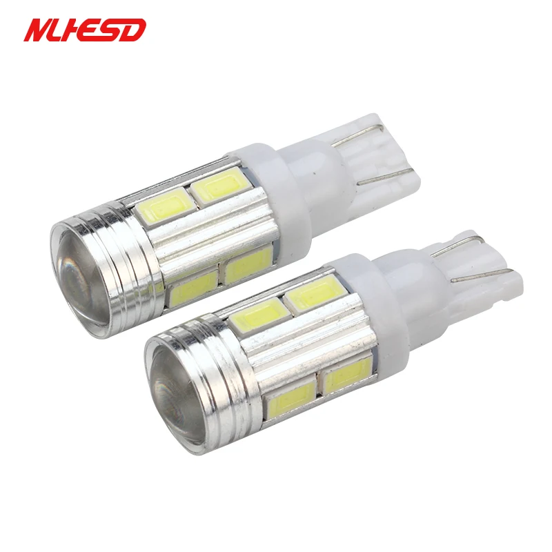 

10Pcs T10 10SMD 5630 W5W Interior Xenon Red White blue DC 12V Car LED Lens Projector Solid Aluminum Bulbs Side Marker Light