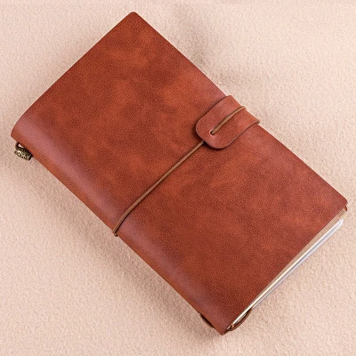brown RuiZe кожаный журнал дорожная книга пустая бумага для письма путешествия блокнот винтажная Обложка креативный блокнот школьные офисные принадлежности - Цвет: brown