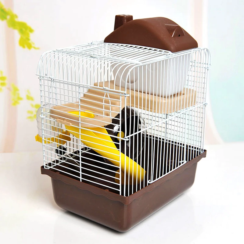Маленькие клетки для животных кровать хомячка/дом/замок Делюкс Двойная Клетка