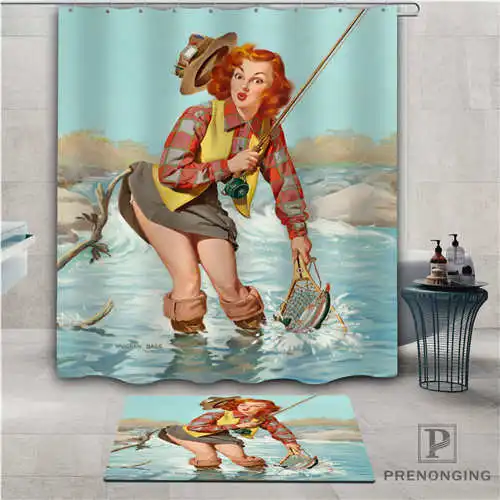 На заказ pin-up (1) водонепроницаемый занавеска для душа коврик двери домашняя Ванна