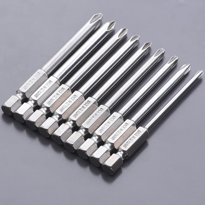 

9pcs/set 75mm Shank 1/4 inch S2 Alloy Steel Magnetic Hex Cross Phillips Head Screwdriver Bit Set Tool PH1 PH2 Screwdriver Head