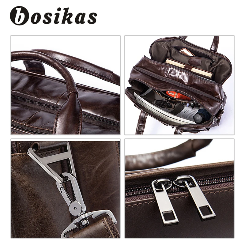 BOSIKAS Мужские портфели из натуральной кожи мужские кожаные сумки Сумка для