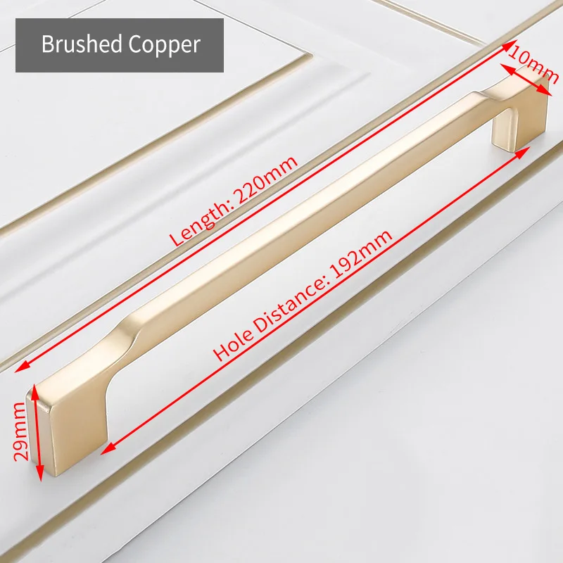 Brushed Copper 192mm KAK цинковый сплав жемчужно-серая золотая для шкафа ручки твердые ручки для ящиков кухонный шкаф двери тянет Мебельная ручка фурнитура для шкафа - Цвет: Brushed Copper 192mm
