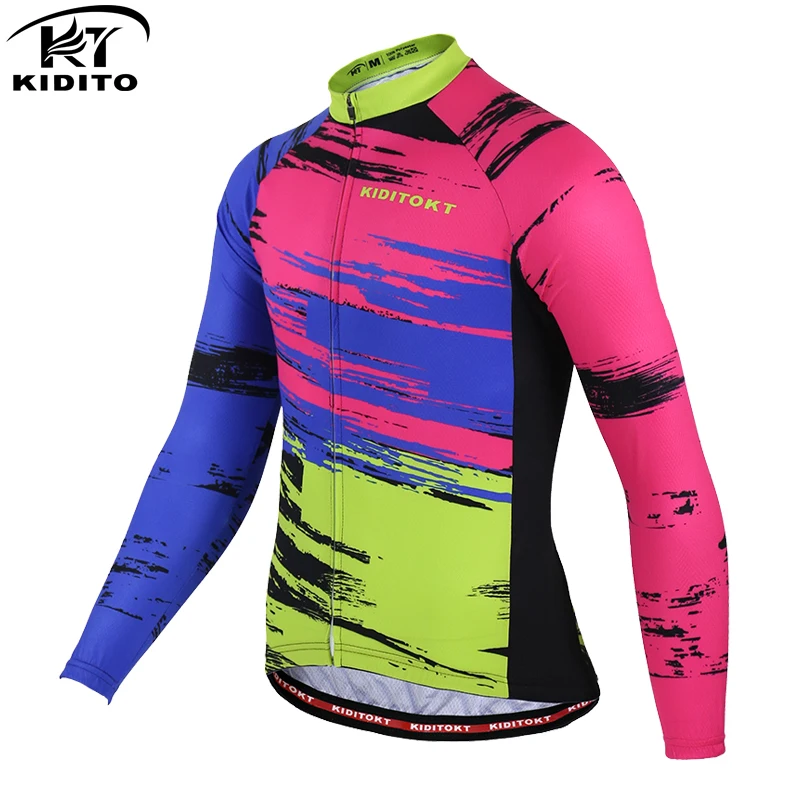 Cycling Jersey KIDITOKT длинный рукав майки для велоспорта быстросохнущие мотобайк, велосипед, велотренажер, Одежда Майо Ропа Ciclismo Спортивная одежда для велосипеда - Цвет: Cycling Jersey