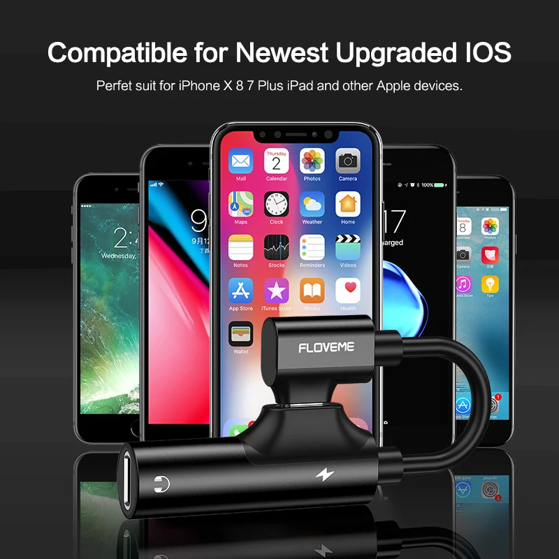 FLOVEME 2 в 1 для Lightning аудио адаптер зарядки конвертер iPhone X Xs 7 8 XR зарядное устройство