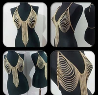 free shipping fashion b669 women gold colour necklack body chains jewelry unique design sexy bra chains jewelry 3 colors