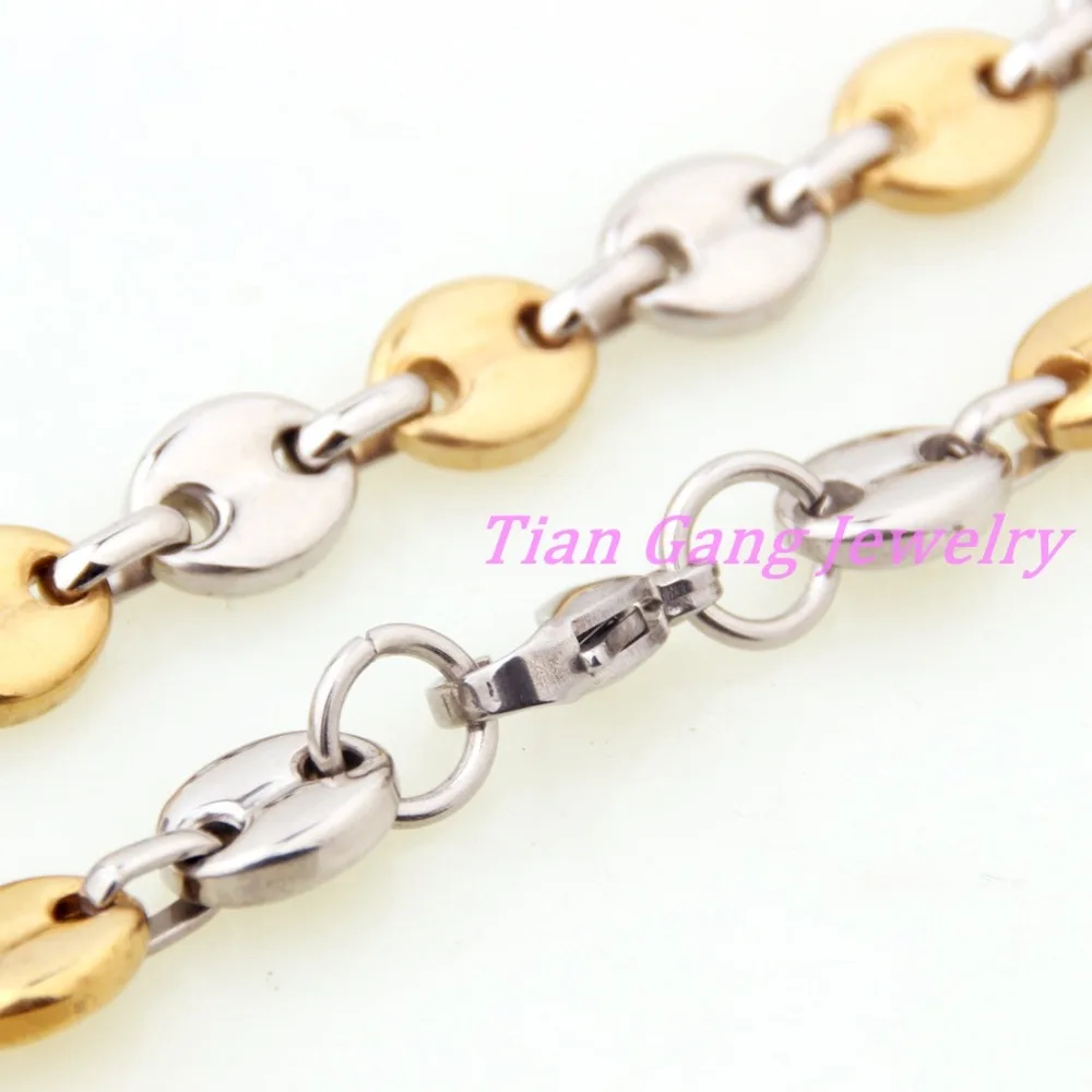 Винтажное ожерелье из кофейных зерен шириной 9 мм браслет нержавеющей стали для