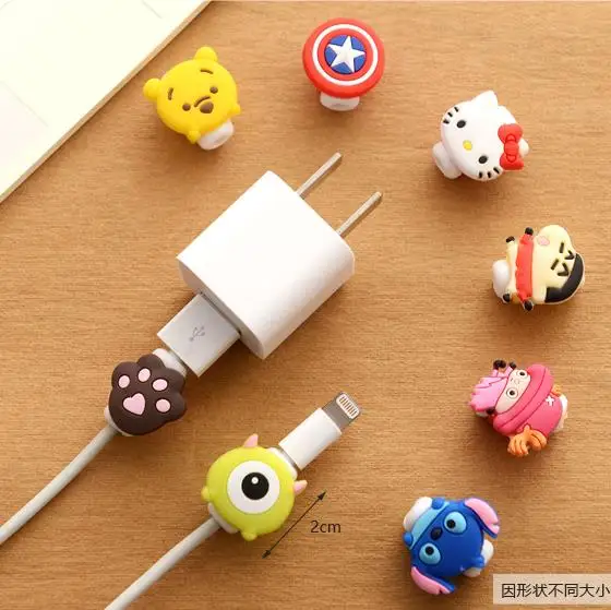 2 шт./лот защита кабеля USB для наушников с милым мультяшным рисунком зарядки
