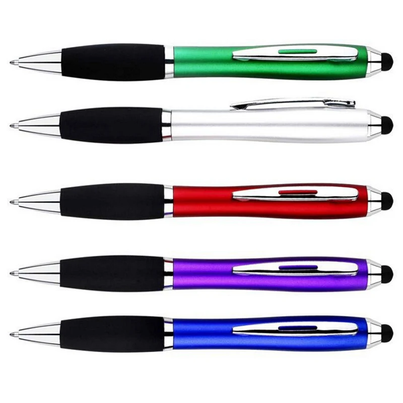 20 pcslot ballpoint pen creative stylus pen touch pen 2 in 1 writing school office mobile phone universal touch screen pen free global shipping