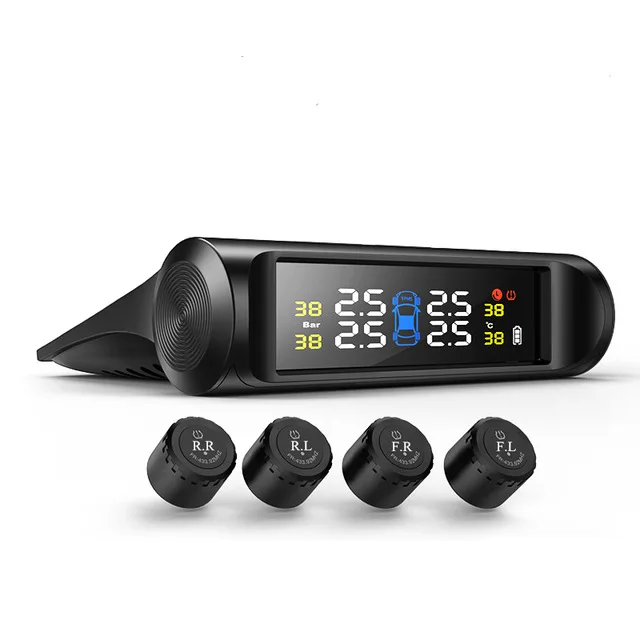 Портативный Универсальный беспроводной TPMS солнечной энергии система мониторинга давления в шинах цветной ЖК-дисплей с 4 внешними датчиками для hyundai kia - Тип: Портативный