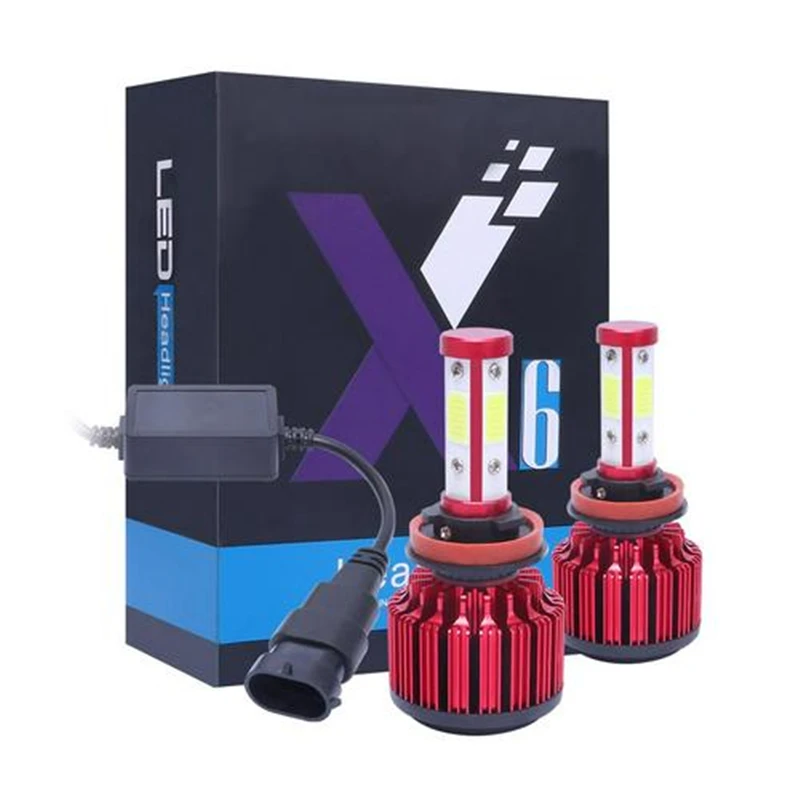 2PCS H8 H9 H11 2 шт. X6-COB 6500 к авто фары Автомобильный светодиодный светильник 4 стороны светодиодные лампы для автомобиля светодиодный фар H4/HB4/9006/H11/9005 фары автомобиля - Цвет: 2PCS H8 H9 H11