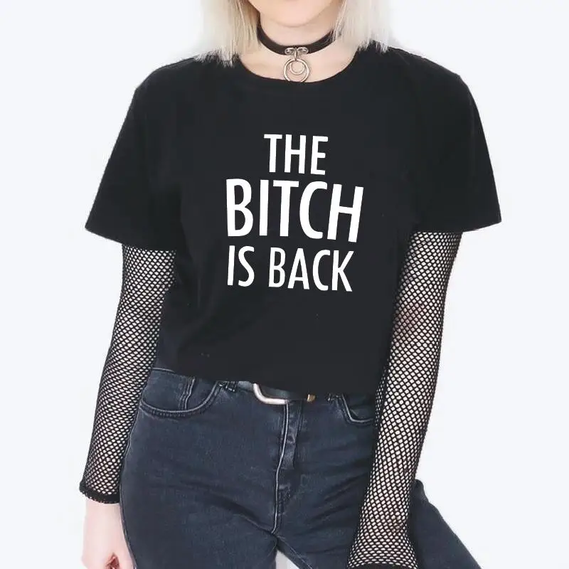Женская хипстерская футболка с надписью The Bitch Is Back|Футболки| |