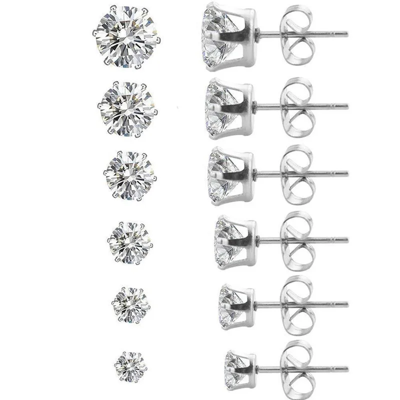 

2019 jingyang Round Gao Shier Concise Ear Nail Zirconium Stone Earrings for women Zircon Jewelry Earrings