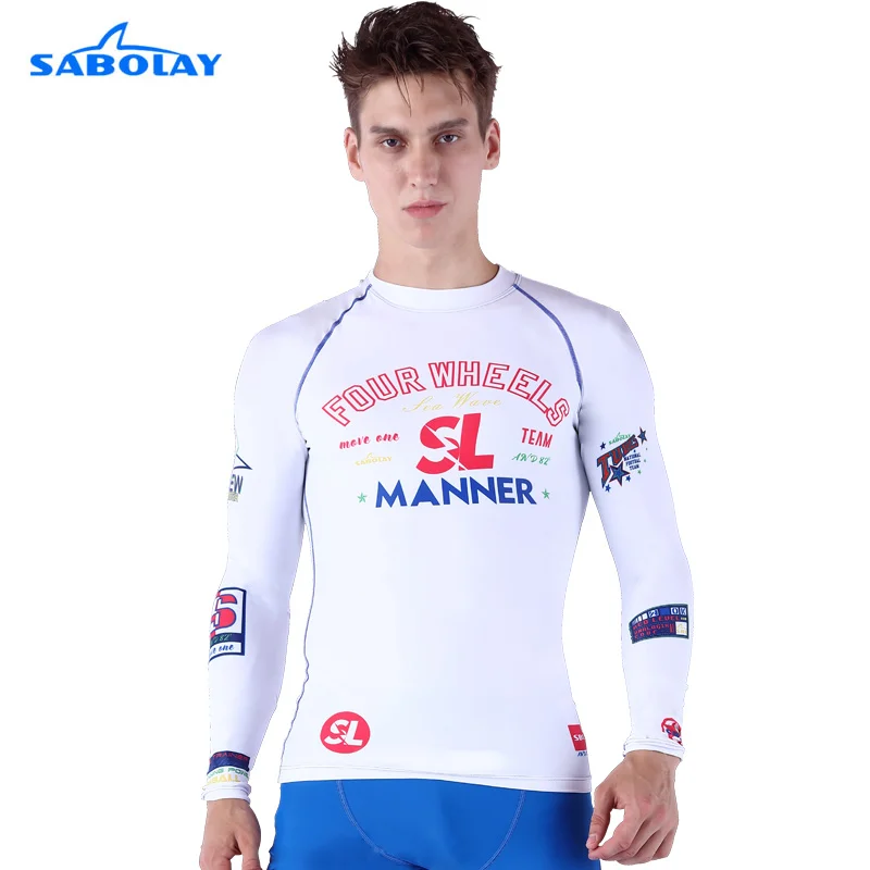tops SABOLAY, Мужская Облегающая рубашка с длинным рукавом, Рашгард из лайкры, рубашка для серфинга, купальный костюм, Рашгард, Солнцезащитная рубашка для плаванья, мужская рубашка с коротким рукавом, Шорты для плавания - Цвет: tops
