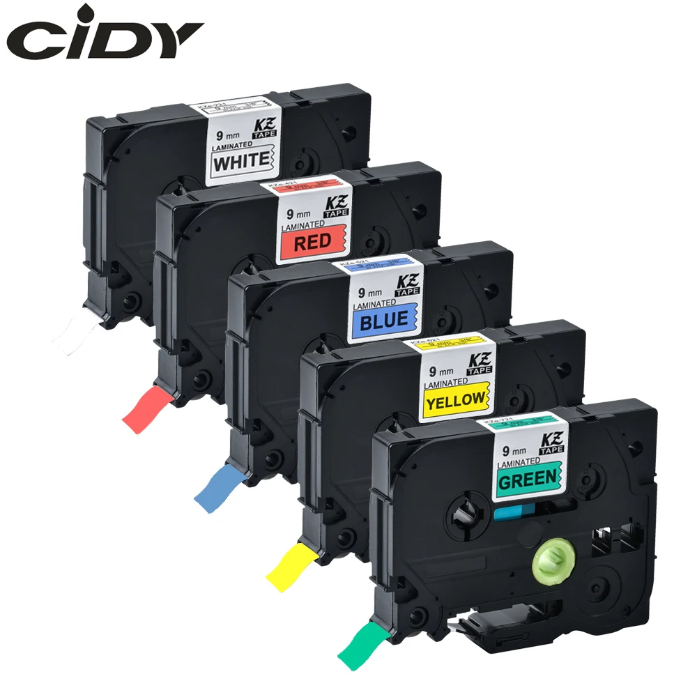 

Cidy 5 рулонов, смешанные TZe 221/421/521/621/721 ламинированные ленты для этикеток TZE 12 мм для сенсорных лент brother p, лента для принтера, кассеты