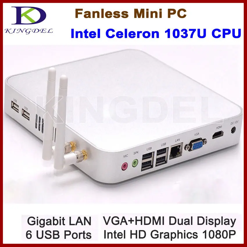 

KINGDEL Free shipping Fanless Thin Client PC, Mini Computer HTPC 8GB RAM/1TB HDD with Metal Case, Intel Celeron 1037U,1080P HDMI