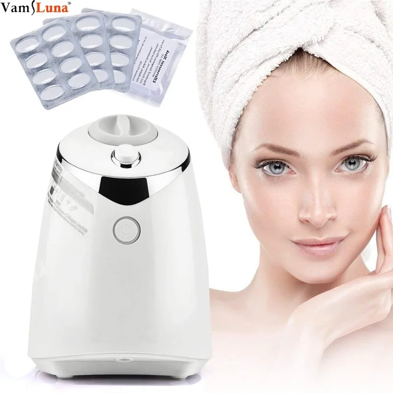 set Face Mask Machine, Voice Broadcasting Full Automation DIY Natural Fruit Vegetable Facial Care Mask Maker(32Pcs Collagen - Цвет: set