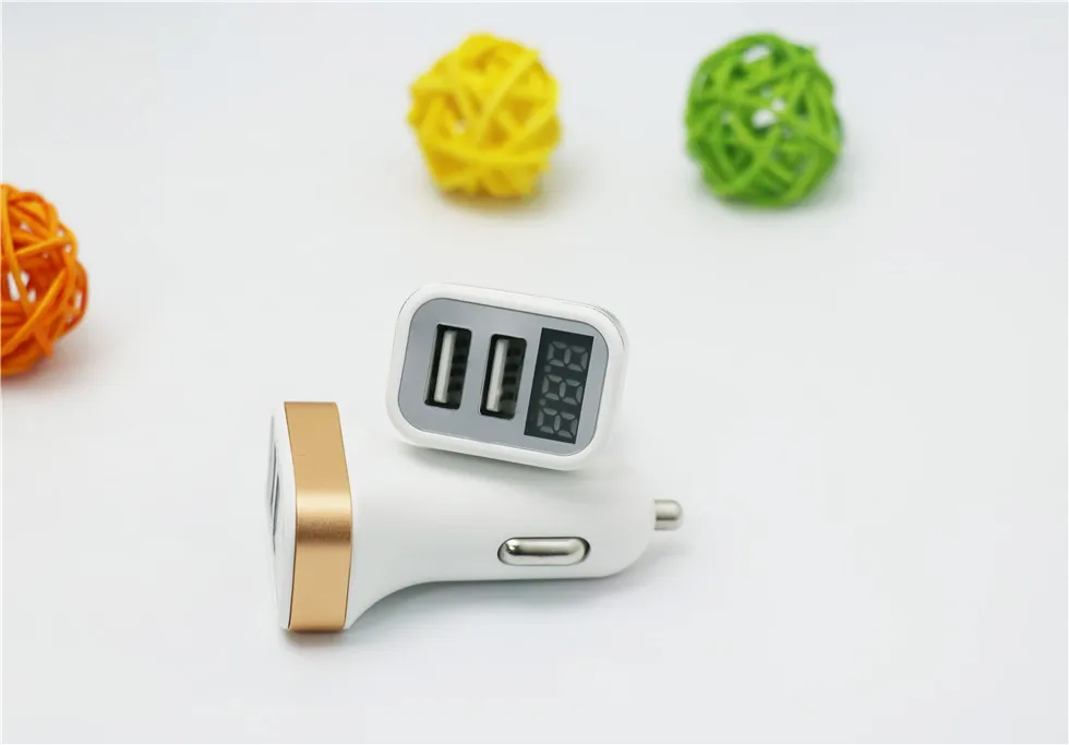 Автомобильное зарядное устройство цифровой дисплей двойной USB порт 3.1A автомобильное зарядное устройство двойной usb зарядный адаптер для iPhone iPad samsung Xiaomi телефон