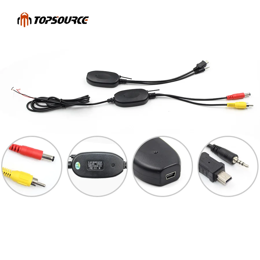 TOPSOURCE Беспроводной 2 4 ГГц RCA видео передатчик приемник комплект для автомобиля DVD