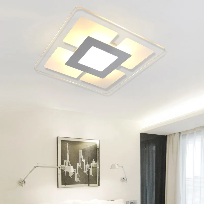 Роскошный тонкий светодиодный квадратный потолочный светильник для