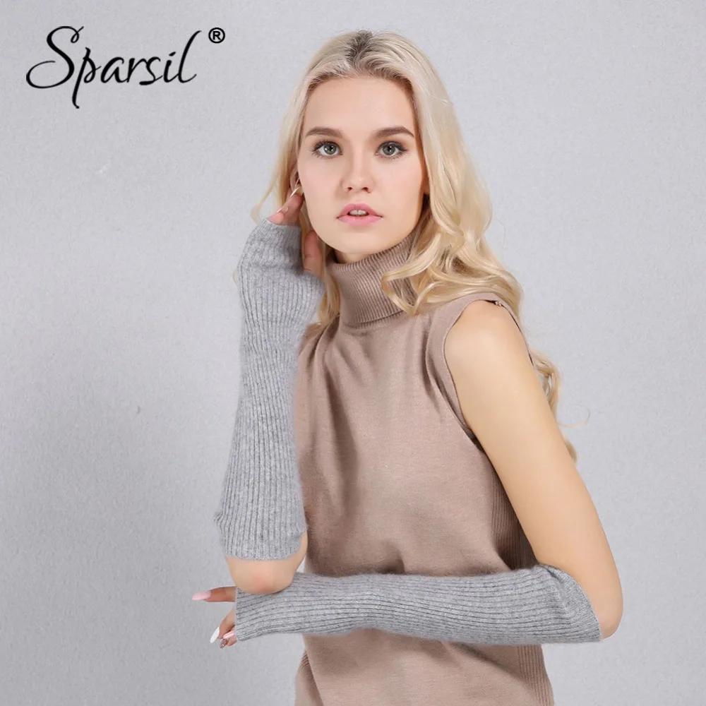 Sparsil женские новые норковые кашемировые перчатки с половинными пальцами теплые мягкие перчатки длиной до локтя осень зима 40 и 50 см длинные вязаные варежки