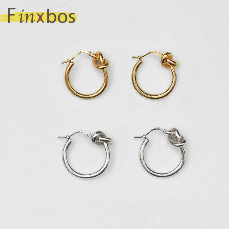 Простые круглые модные серьги Finxbos из нержавеющей стали в романтическом стиле