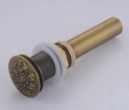 Бесплатная доставка античный латунный резной цветок поп-ап слив раковины без