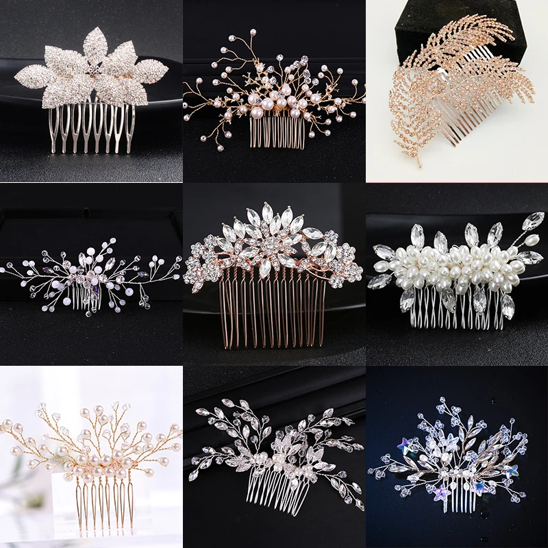 Various Hair Combs Wedding Ornaments Women Jewelry Accessories Rhinestone Head Decoration Pearl Bridal | Украшения и аксессуары